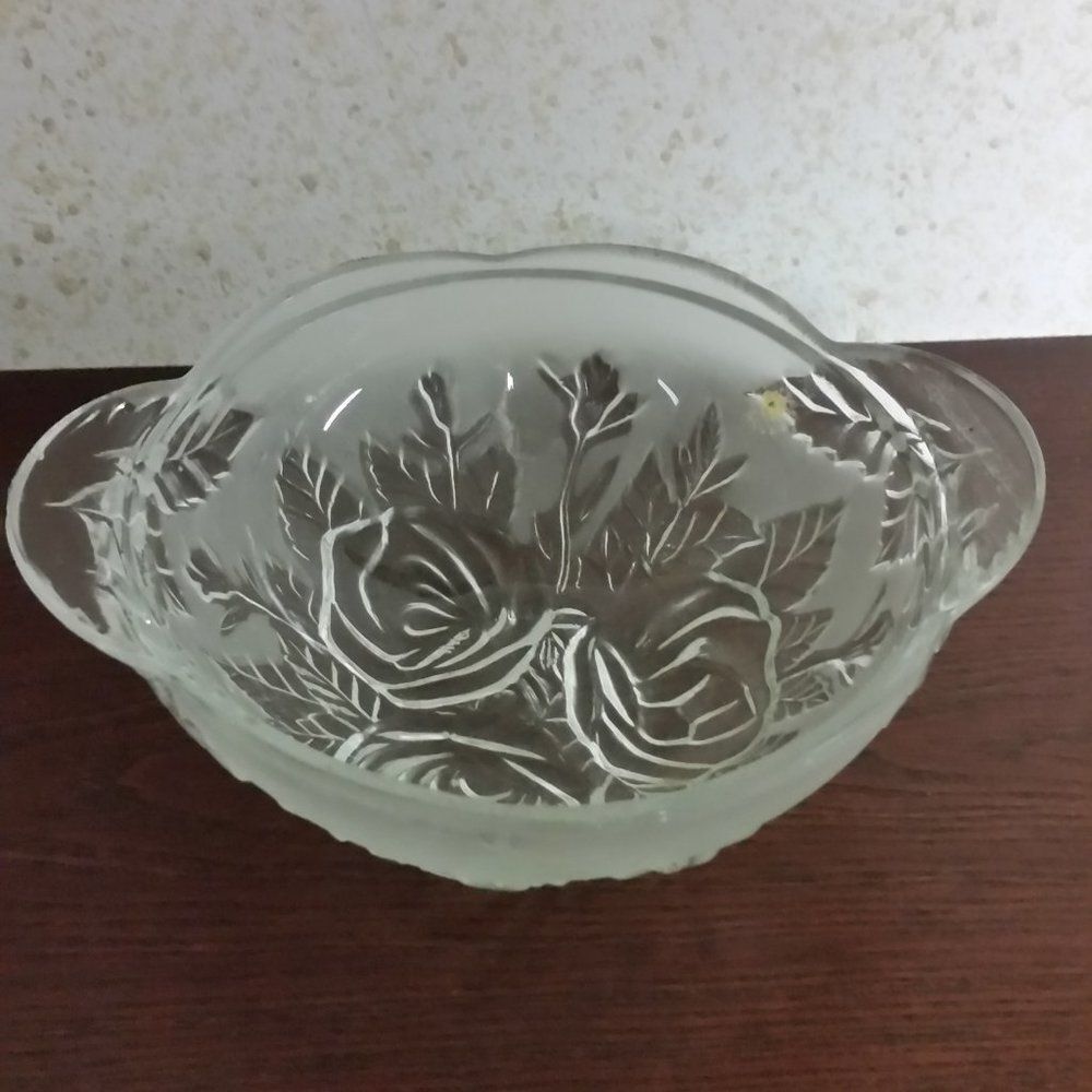 Vintage frosted crystal vase